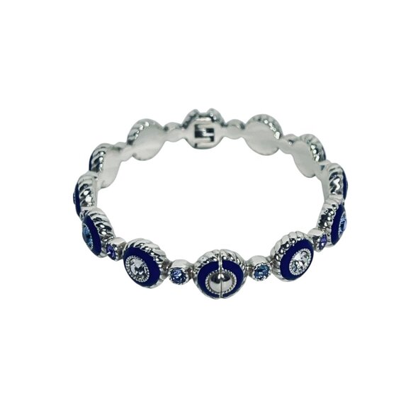 Brighton Silver Tone And Rhinestone Hinged Bangle Bracelet (5940) - Picture 6 of 6